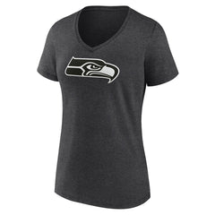 Seattle Seahawks Women's Personalized Name & Number Monochrome V-Neck Long Sleeve T-Shirt Charcoal