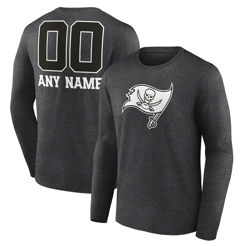 Tampa Bay Buccaneers Personalized Name & Number Monochrome Long Sleeve T-Shirt Charcoal