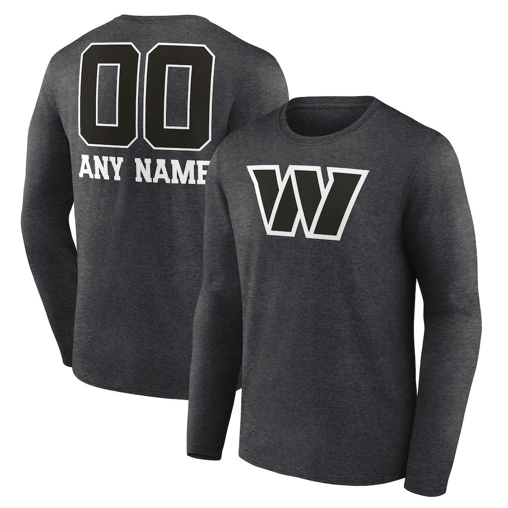 Washington Commanders Personalized Name & Number Monochrome Long Sleeve T-Shirt Charcoal