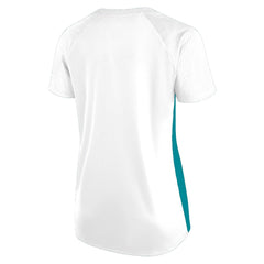 Fanatics Miami Dolphins Women's Plus Size Glitter Lace-Up V- Neck T-Shirt White
