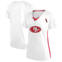 Fanatics San Francisco 49ers Women's Plus Size Glitter Lace-Up V- Neck T-Shirt White
