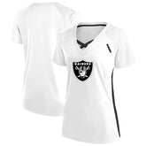 Fanatics Las Vegas Raiders Women's Plus Size Glitter Lace-Up V- Neck T-Shirt White