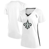 Fanatics New Orleans Saints Women's Plus Size Glitter Lace-Up V- Neck T-Shirt White