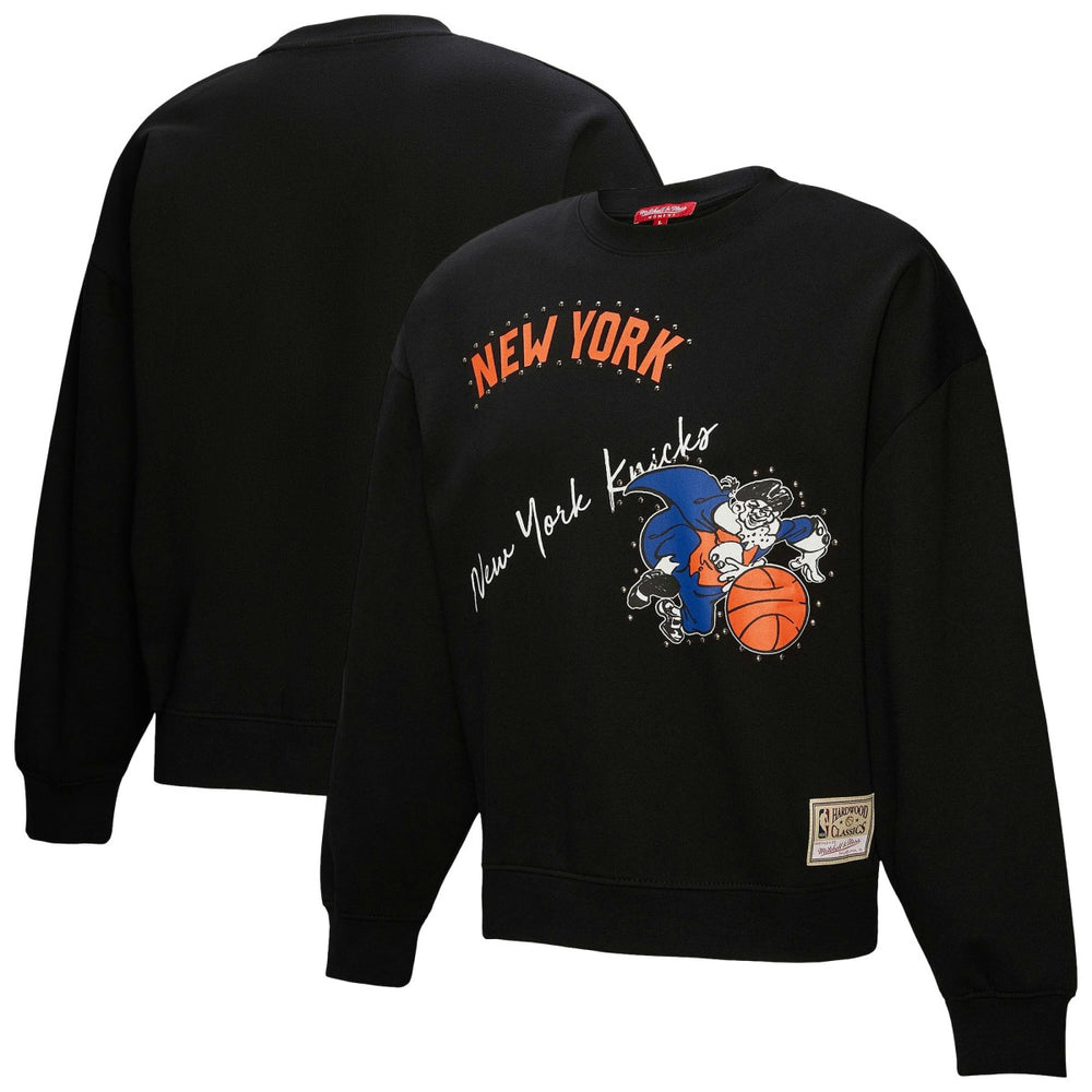 New York Knicks Women's Hardwood Classics Home Team Pullover Sweatshirt Black | Mitchell & Ness for sale