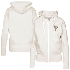 Philadelphia Phillies Levelwear Women's Gardinia Full-Zip Hoodie - Khaki - MLB Lifestyle