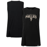 Philadelphia Phillies Levelwear Women's Influx Team Arch Tank Top - Black - MLB Sale