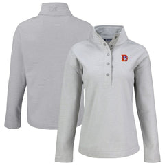 Denver Broncos Cutter & Buck Women's Hunts Point Eco Half-Snap Sweatshirt Gray