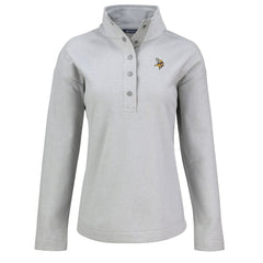 Minnesota Vikings Cutter & Buck Women's Hunts Point Eco Half-Snap Sweatshirt Gray