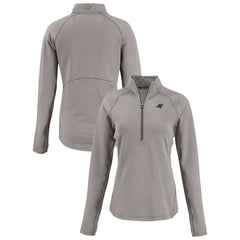 Carolina Panthers Cutter & Buck Women's Peshastin Eco Fleece Recycled Tri-Blend Raglan Half-Zip Jacket Heather Gray