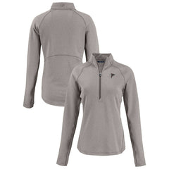 Atlanta Falcons Cutter & Buck Women's Peshastin Eco Fleece Recycled Tri-Blend Raglan Half-Zip Jacket Heather Gray
