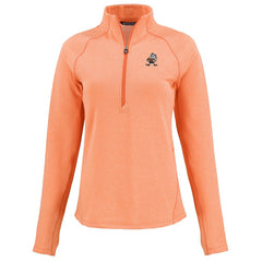 Cleveland Browns Cutter & Buck Women's Peshastin Eco Fleece Recycled Tri-Blend Raglan Half-Zip Jacket Heather Orange