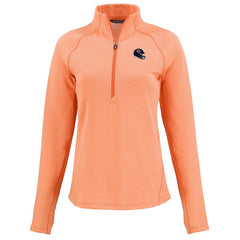 Chicago Bears Cutter & Buck Women's Peshastin Eco Fleece Recycled Tri-Blend Raglan Half-Zip Jacket Heather Orange