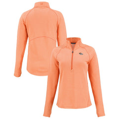 Denver Broncos Cutter & Buck Women's Peshastin Eco Fleece Recycled Tri-Blend Raglan Half-Zip Jacket Heather Orange