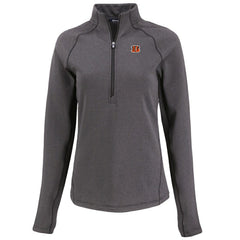 Cincinnati Bengals Cutter & Buck Women's Peshastin Eco Fleece Recycled Tri-Blend Raglan Half-Zip Jacket Heather Black