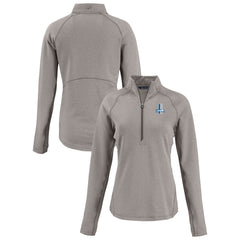 Detroit Lions Cutter & Buck Women's Peshastin Eco Fleece Recycled Tri-Blend Raglan Half-Zip Jacket Heather Gray