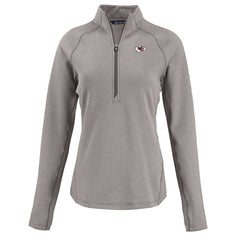 Kansas City Chiefs Cutter & Buck Women's Peshastin Eco Fleece Recycled Tri-Blend Raglan Half-Zip Jacket Heather Gray