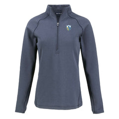 Los Angeles Chargers Cutter & Buck Women's Peshastin Eco Fleece Recycled Tri-Blend Raglan Half-Zip Jacket Heather Navy