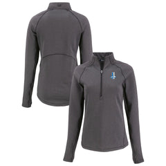 Detroit Lions Cutter & Buck Women's Peshastin Eco Fleece Recycled Tri-Blend Raglan Half-Zip Jacket Heather Black