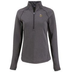 Minnesota Vikings Cutter & Buck Women's Peshastin Eco Fleece Recycled Tri-Blend Raglan Half-Zip Jacket Heather Black