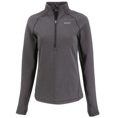 New Orleans Saints Cutter & Buck Women's Peshastin Eco Fleece Recycled Tri-Blend Raglan Half-Zip Jacket Heather Black