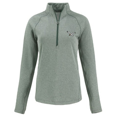 Philadelphia Eagles Cutter & Buck Women's Peshastin Eco Fleece Recycled Tri-Blend Raglan Half-Zip Jacket Heather Kelly Green