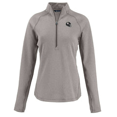Pittsburgh Steelers Cutter & Buck Women's Peshastin Eco Fleece Recycled Tri-Blend Raglan Half-Zip Jacket Heather Gray