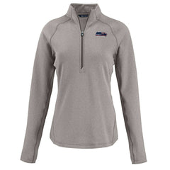 Seattle Seahawks Cutter & Buck Women's Americana Peshastin Eco Fleece Recycled Tri-Blend Raglan Half-Zip Jacket Heather Gray