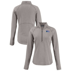 Seattle Seahawks Cutter & Buck Women's Peshastin Eco Fleece Recycled Tri-Blend Raglan Half-Zip Jacket Heather Gray