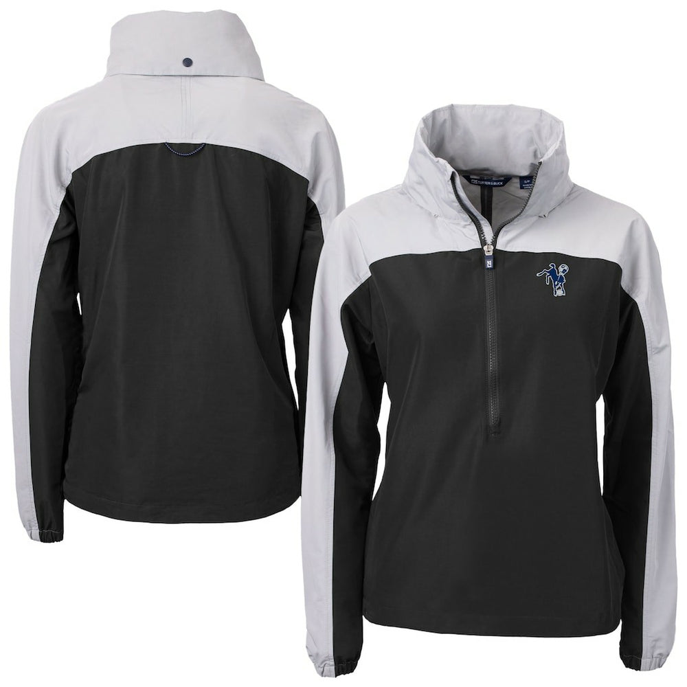 Indianapolis Colts Cutter & Buck Women's Charter Eco Recycled Half-Zip Hooded Anorak Jacket Black