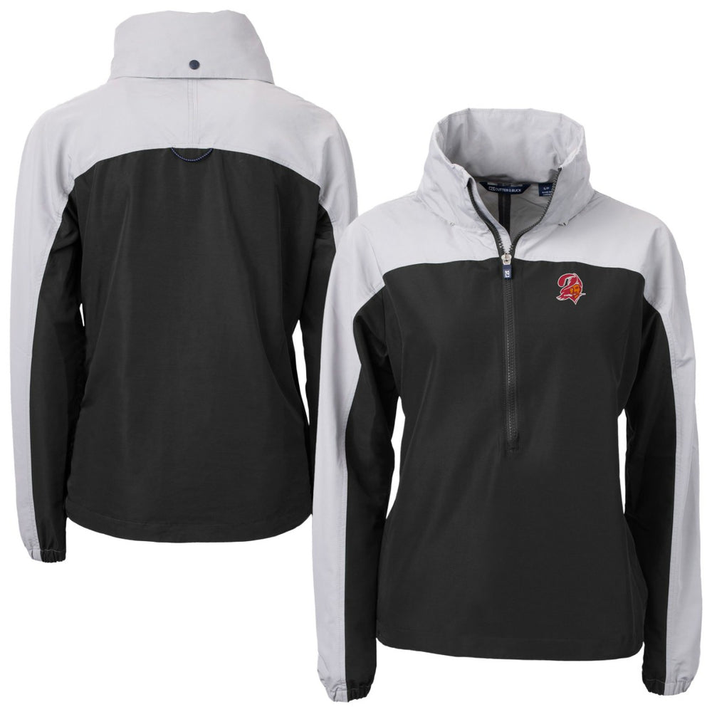 Tampa Bay Buccaneers Cutter & Buck Women's Charter Eco Recycled Half-Zip Hooded Anorak Jacket Black