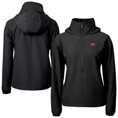 San Francisco 49ers Cutter & Buck Women's Charter Eco Recycled Half-Zip Hooded Anorak Jacket Black