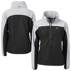 San Francisco 49ers Cutter & Buck Women's Charter Eco Recycled Half-Zip Hooded Anorak Jacket Black