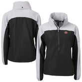 San Francisco 49ers Cutter & Buck Women's Charter Eco Recycled Half-Zip Hooded Anorak Jacket Black