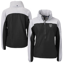 Las Vegas Raiders Cutter & Buck Women's Charter Eco Recycled Half-Zip Hooded Anorak Jacket Black