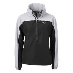 Baltimore Ravens Cutter & Buck Women's Charter Eco Recycled Half-Zip Hooded Anorak Jacket Black