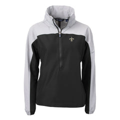 New Orleans Saints Cutter & Buck Women's Charter Eco Recycled Half-Zip Hooded Anorak Jacket Black