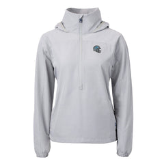 Detroit Lions Cutter & Buck Women's Charter Eco Recycled Half-Zip Hooded Anorak Jacket Gray