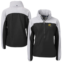 Green Bay Packers Cutter & Buck Women's Charter Eco Recycled Half-Zip Hooded Anorak Jacket Black
