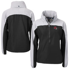Kansas City Chiefs Cutter & Buck Women's Charter Eco Recycled Half-Zip Hooded Anorak Jacket Black