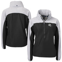 Miami Dolphins Cutter & Buck Women's Charter Eco Recycled Half-Zip Hooded Anorak Jacket Black