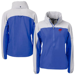 Buffalo Bills Cutter & Buck Women's Charter Eco Recycled Half-Zip Hooded Anorak Jacket Blue