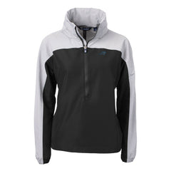 Carolina Panthers Cutter & Buck Women's Charter Eco Recycled Half-Zip Hooded Anorak Jacket Black