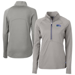 Seattle Seahawks Cutter & Buck Women's Historical Adapt Eco Knit Stretch Recycled Raglan Half-Zip Top Gray