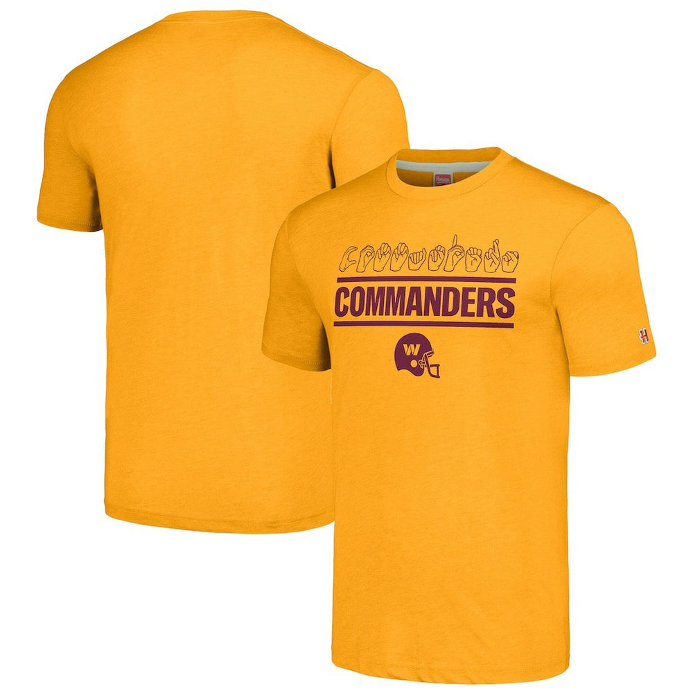 Washington Commanders Homage Unisex The NFL ASL Collection by Love Sign Tri-Blend T-Shirt Gold