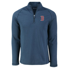 Boston Red Sox Cutter & Buck Peshastin Eco Fleece Recycled Raglan Quarter-Zip Top - Heather Navy - MLB on Sale