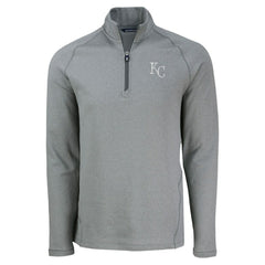 Kansas City Royals Cutter & Buck Peshastin Eco Fleece Recycled Raglan Quarter-Zip Top - Heather Gray - MLB Sale