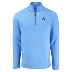 Atlanta Braves Cutter & Buck Peshastin Eco Fleece Recycled Raglan Quarter-Zip Top - Heather Light Blue - MLB Discount