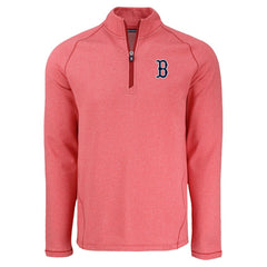 Boston Red Sox Cutter & Buck Peshastin Eco Fleece Recycled Raglan Quarter-Zip Top - Heather Red - MLB Discount