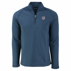Milwaukee Brewers Cutter & Buck Peshastin Eco Fleece Recycled Raglan Quarter-Zip Top - Heather Navy - MLB Sale