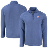 New York Yankees Cutter & Buck Peshastin Eco Fleece Recycled Raglan Quarter-Zip Top - Heather Blue - MLB on Sale